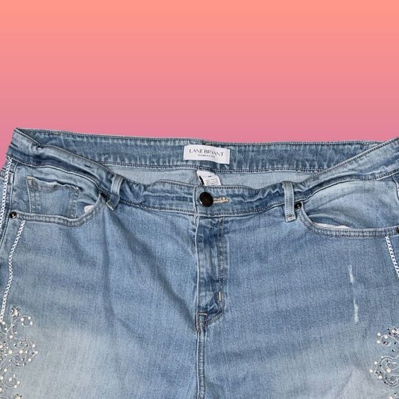 Plus Size Lane Bryant High Rise Pearl Bedazzled Cropped Jeans Size 20 40x25 #143 - Picture 5 of 7
